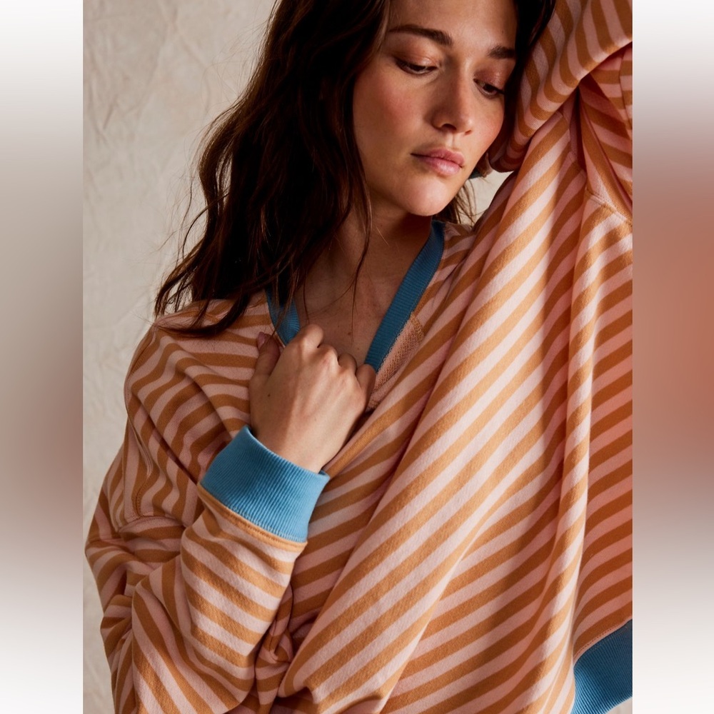 Classic Striped Oversized Crewneck (Latte Combo)
